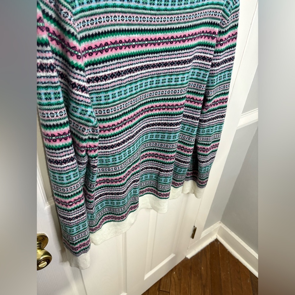 Talbots Fair Isle Lambswool Blend Sweater | Multicolor Striped Pattern | Size L - Picture 8 of 10